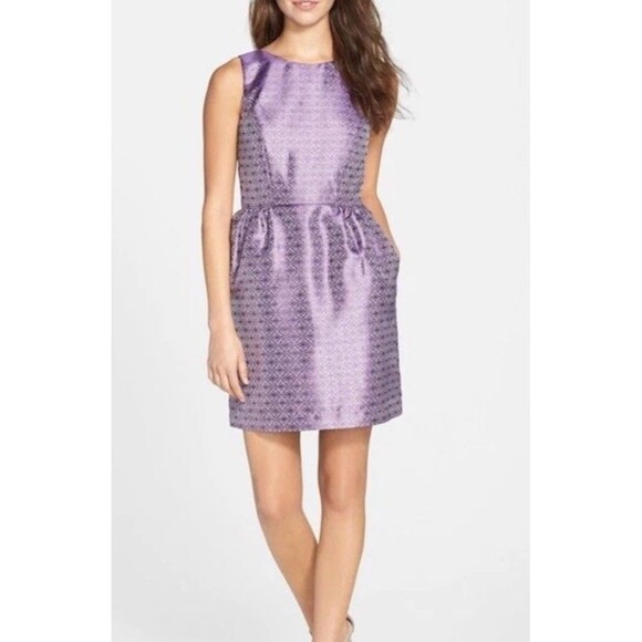 Wendy Bird Erin Fetherston Size 4 Sleeveless Purple Gold Cut Out Bow Dress - Picture 2 of 14